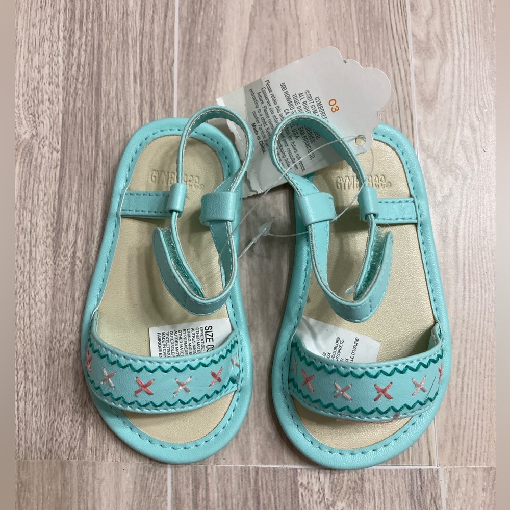 *Gymboree New Infant Aqua Embroidered Sandals #P